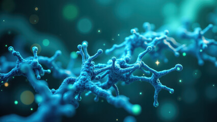 Illustration of a neuron with synapses depicting Glucagon-like peptide-1 (GLP1) activity.