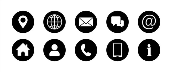 Contact information icons, vector for business card and website, vector 10 eps.