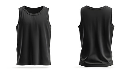 Black Tank Top Mock-Up — Basic Sleeveless Garment with Front and Back Views

