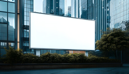 Large Horizontal Blank Billboard Mockup in Front of Urban Building – Digital Light Box Display for OOH Media Advertising (12-Sheet) | Generative AI