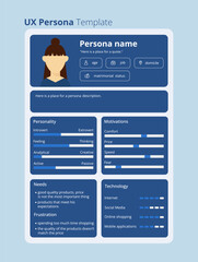 Naklejka premium Blue UX persona template.