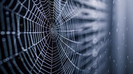 Server Under Attack: Minimalist Black Spider Weaving Grey Web Outline