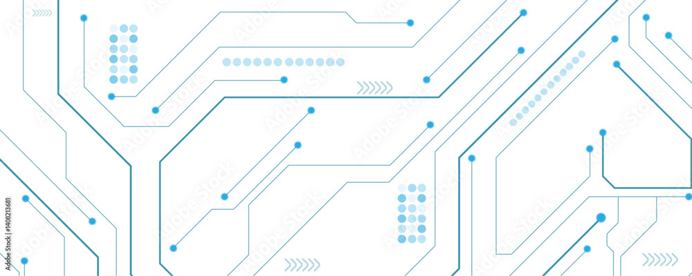 Aufkleber abstract technology circuit diagram on white and blue background.