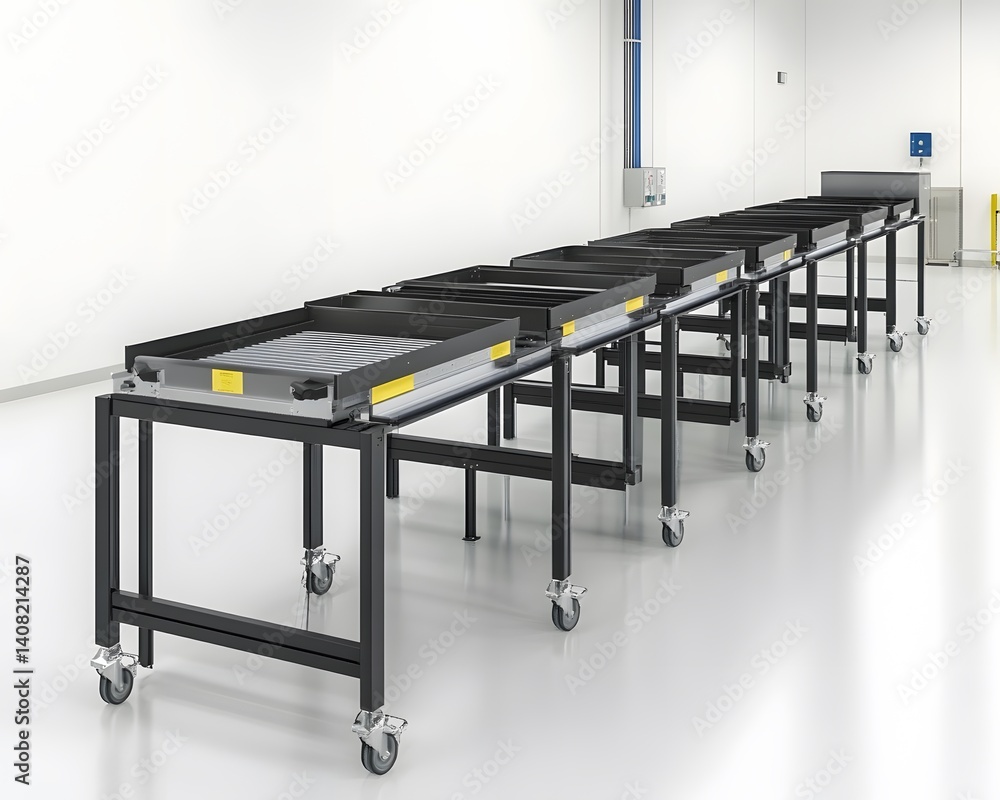 Poster this image showcases a modern industrial conveyor system designed for efficient material handling in