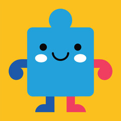 Colorful baby boy announcement card with puzzle-themed vector icons