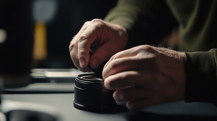 Photographer adjusting camera settings before a shoot. Featuring focus and technical expertise