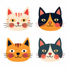 Set of funny cats on a white background
