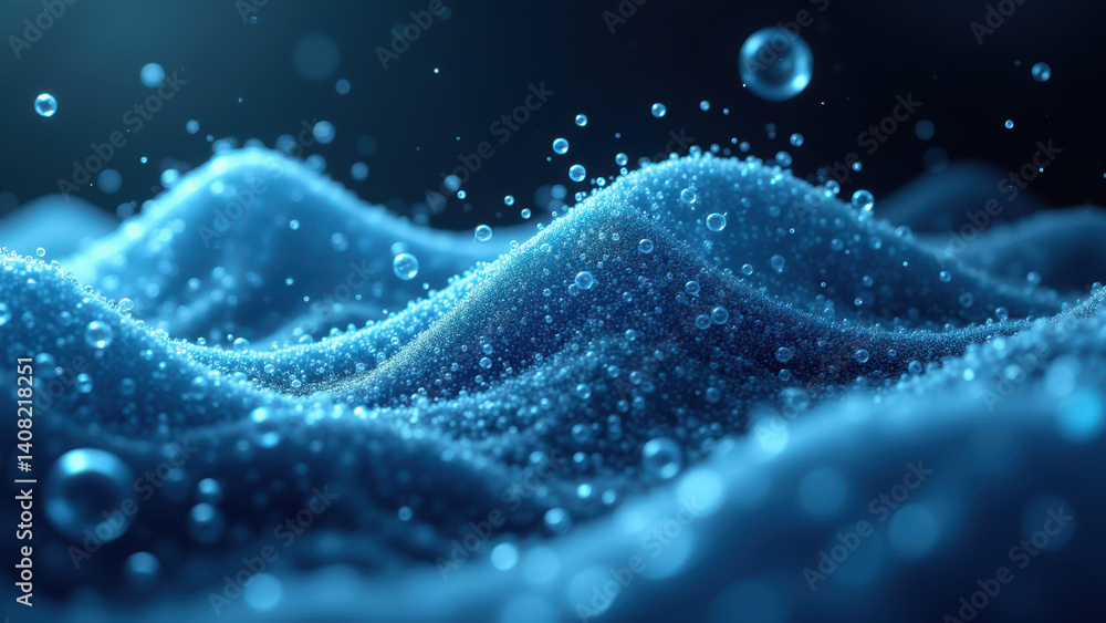 Aufkleber an abstract representation of glucagon-like peptide-1 with a flowing texture and shimmering droplets
