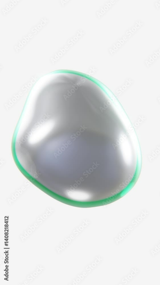Poster abstract 3d vertical chrome metallic silver sphere bubble blob loop animation 4k light white vibrant