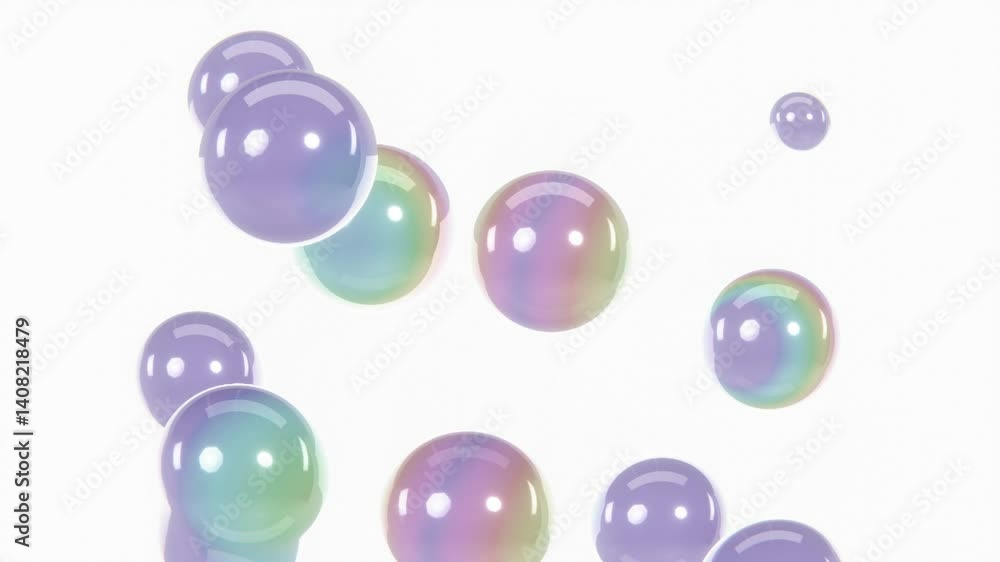 Poster abstract 3d horizontal chrome pastel rainbow colours gradient metallic spheres bubbles blob loop ani