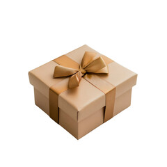 Elegant Beige Gift Box with Gold Ribbon Bow