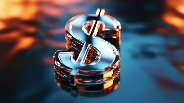 Rotating metallic dollar symbol - financial and exchange rate concept