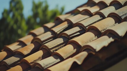 Hispanic roofing contractor inspecting roof tiles for wear. Featuring inspection skills and roofing expertise