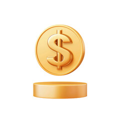 Fototapeta premium Golden Dollar Coin on a Pedestal - 3D Render of Financial Success
