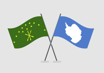 Adygea and Antarctica vector flags in stylized crossing pose