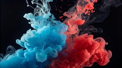 Abstract, colorful smoke waves flow smoothly on a black background, forming artistic patterns of blue, purple, and various hues in a dynamic, fiery motion