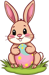 Vector Easter Bunny with Egg