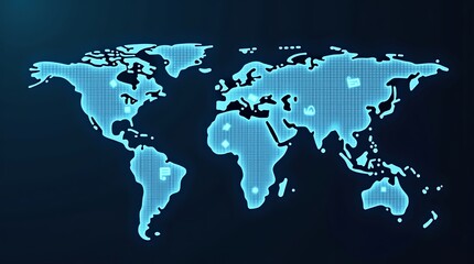 Obraz premium world map technology on blue background