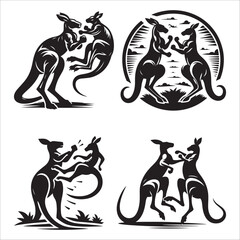 kangaroo silhouette vector