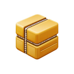 Golden Cube Package - Secure Delivery Concept Illustration