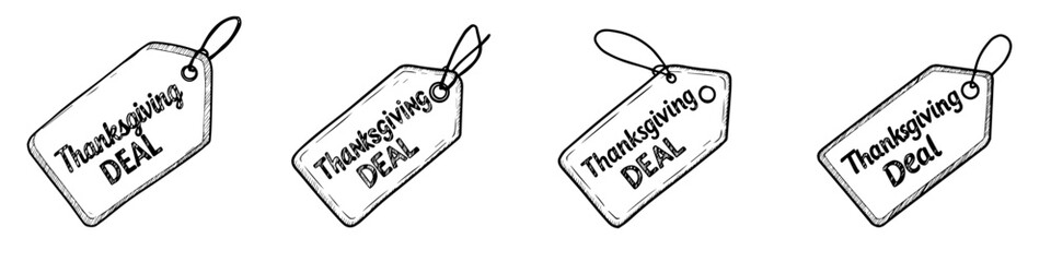 Deal Labels Sketches in Black and White for Promotions  