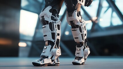 Futuristic humanoid robot bartender serving cocktail at neon bar image