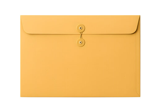 Manila envelope with string closure isolated on transparent background