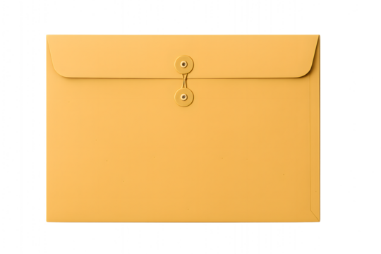 Manila envelope with string closure isolated on transparent background