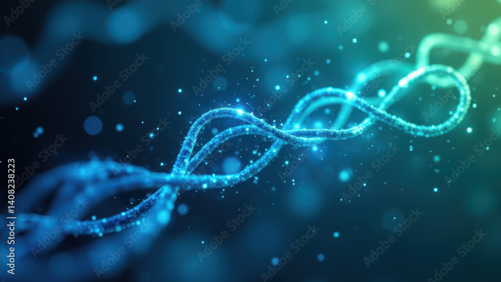 Poster a digital illustration of glp1 molecules with a cosmic background emphasizing its importance and com