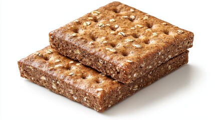 Buckwheat crispbreads in rectangular form with grainy texture on white background
