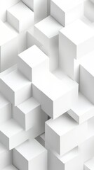Fototapeta premium A complex arrangement of interlocking white cubes.