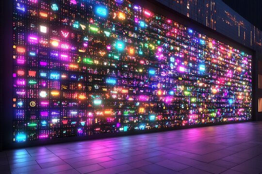 Neon Wall City Night Scene