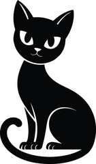 Black and White Cartoon Cat Vector Illustration