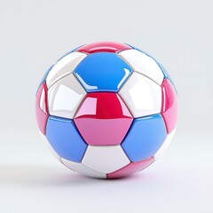 Obraz premium Colorful Soccer Ball with Hexagonal Patterns and Glossy Finish