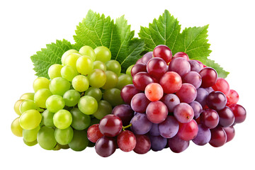 red and green grapes  isolated on white background PNG