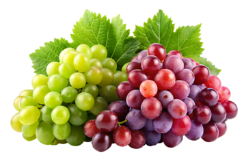 red and green grapes  isolated on white background PNG
