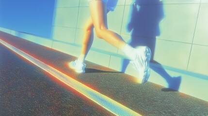 running motion blur abstract legs sporty dynamic minimal perspective raw energy movement urban street

