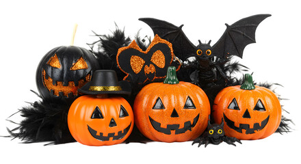 halloween decoration transparent PNG elements, halloween decoration isolated on transparent background, halloween ornaments isolated on transparent background