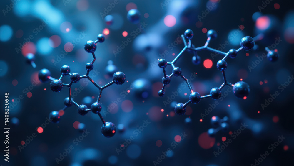 Aufkleber high-resolution 3d rendering of glp-1 molecule with glowing background, emphasizing molecular struct