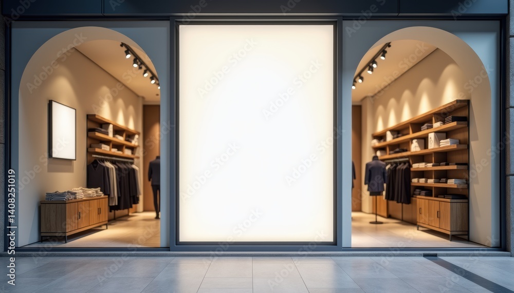 Fototapete modern clothing store display with empty storefront in elegant design