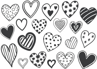 Set of Heart doodles. Hand drawn hearts collection. Set of Heart Icons