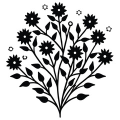 Vintage floral vector silhouette art decorAdobe Illustrator Artwork