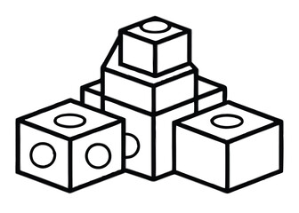 Toy block line art silhouette vector for childhood, play, and education themes