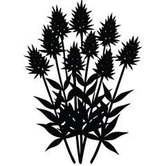 Black silhouette plant vector, floral leaf art