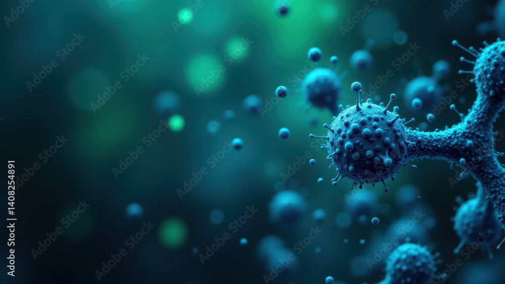 Poster a high-resolution microscopic view of glp-1 molecules, showcasing their complex structure and glowin