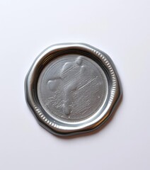 Undisturbed, gleaming silver wax seal, blank surface ready for impression, stamp, luxurious, ceremonial