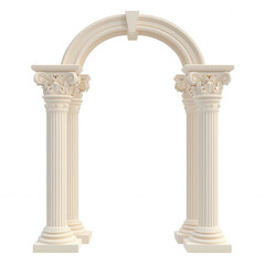 Obraz premium Ornate classical archway featuring fluted composite order columns with decorative capitals, standing against transparent background, highlighting architectural elegance