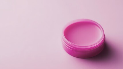 Pink cosmetic jar on pastel background for skincare or beauty products