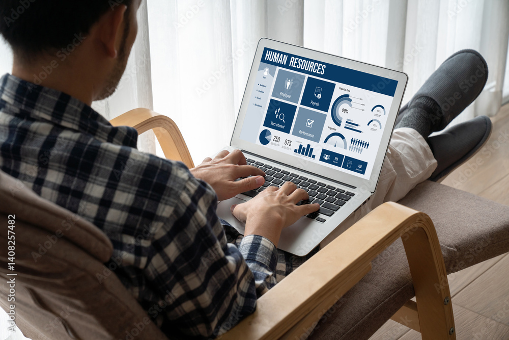 Canvas Prints human resources management software on computer screen helping human resources employee to manage re