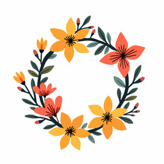 Obraz premium Flower wreaths vector illustration on a white background